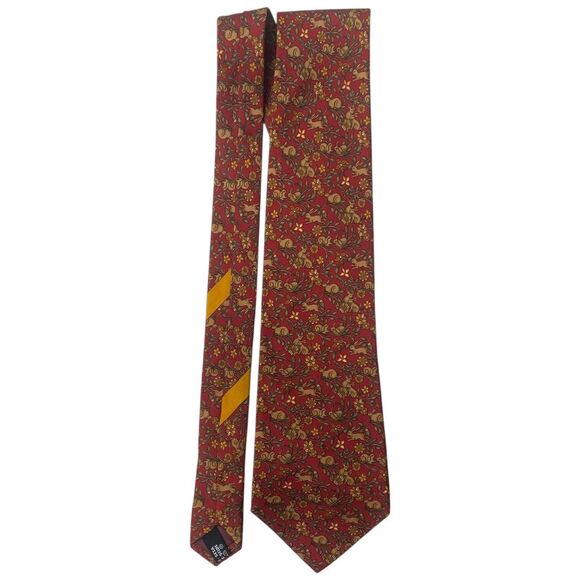 Salvatore Ferragamo 100% Silk Tie Bunny & Floral Novelty Print Made in Italy 57” - Picture 5 of 14